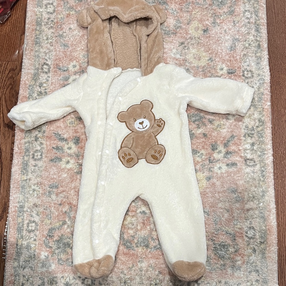 Adorable Cream and Tan Bear Footie for Kids